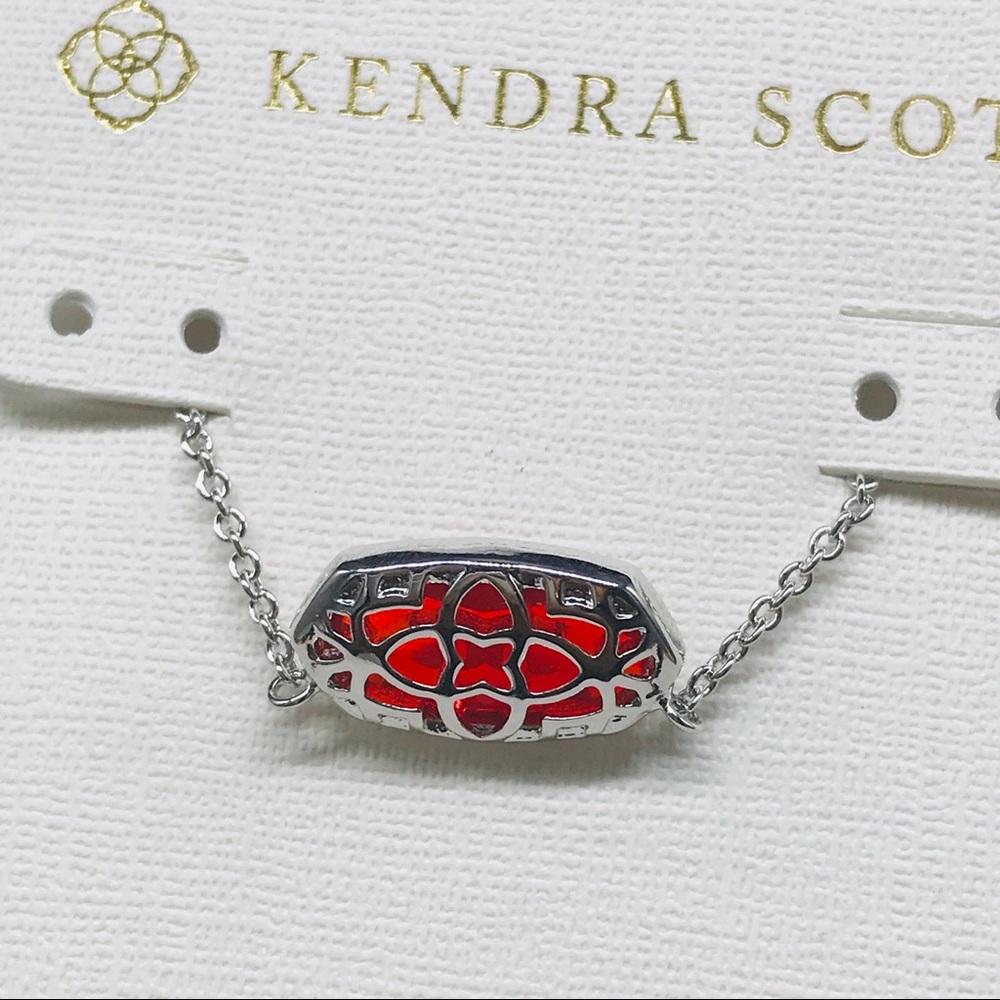 Kendra Scott Elisa Ruby Red Necklace Silver Tone - Picture 4 of 6